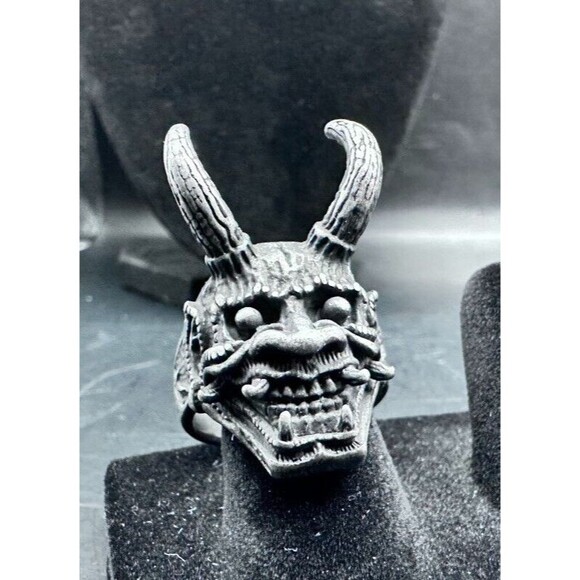Japanese Mens Ring Size 12 Stainless Steel Punk Gothic Motorcycle Demon Biker - Picture 1 of 6